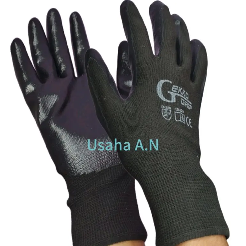Sarung tangan 12 pasang GEKKO GRIP warna putih lapis karet melindungi tangan saat bekerja berat/dan berkebun 3