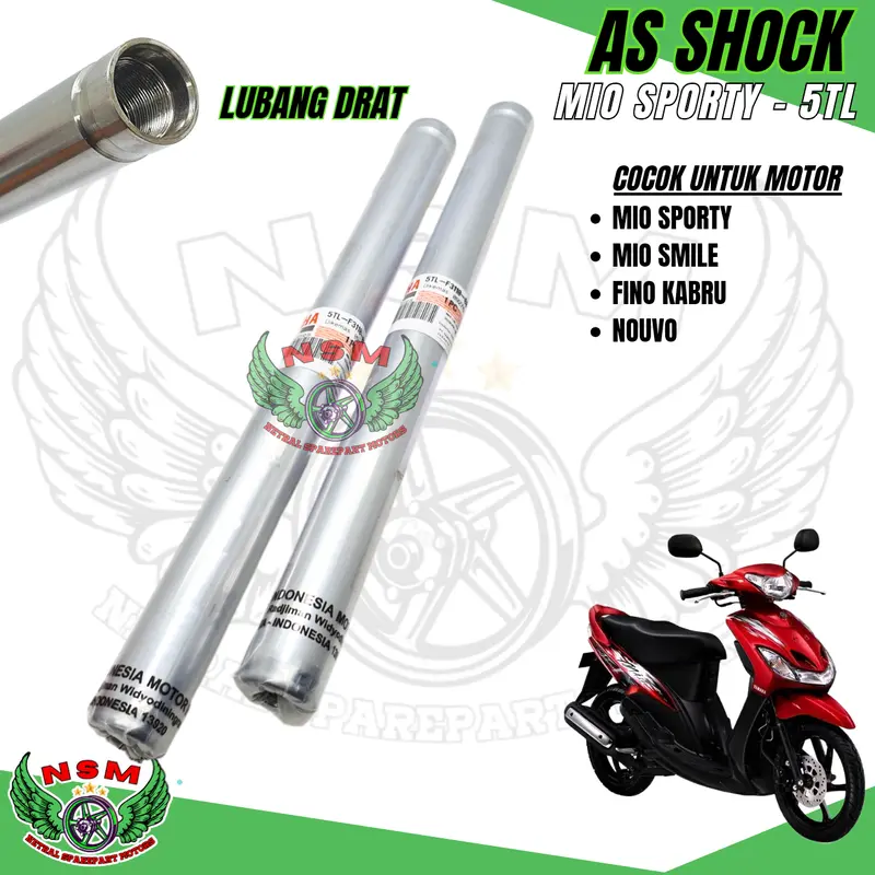 Paket As Shock Mio Sporty 5 item Mio Smile Nouvo Fino Karbu / Paketan Per Shock + As Shock + Oli Shock + Seal Debu + Seal Shock Mio lama 5tl 2