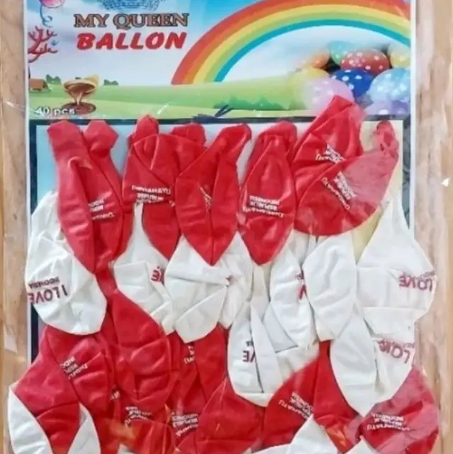 40 pcs balon merah putih - balon dirgahayu RI isi 40 pcs / 1 lembar balon merah putih siap jual / balon kemerdekaan REPUBLIK INDONESIA isi 40 pcs / balon balloons