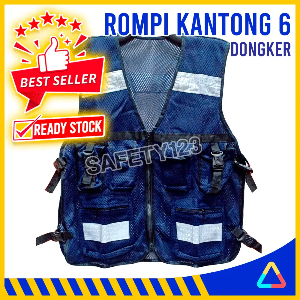 Rompi Jaring 6 Kantong Safety Vest Scotlite Scotlight Dongker
