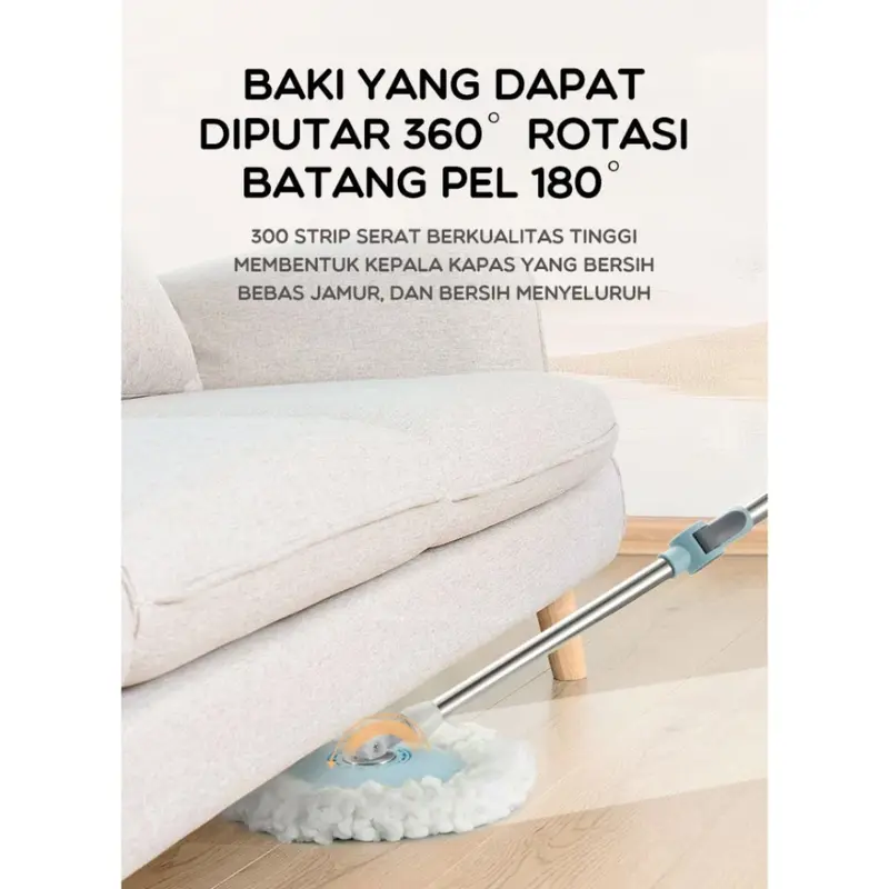BONBOX Alat Pel Lantai 2 in 1 Kain Fiber dengan 4 Roda Ember Spin Mop Mencuci dan Membilas Alat Pembersih Lantai BCT401101
