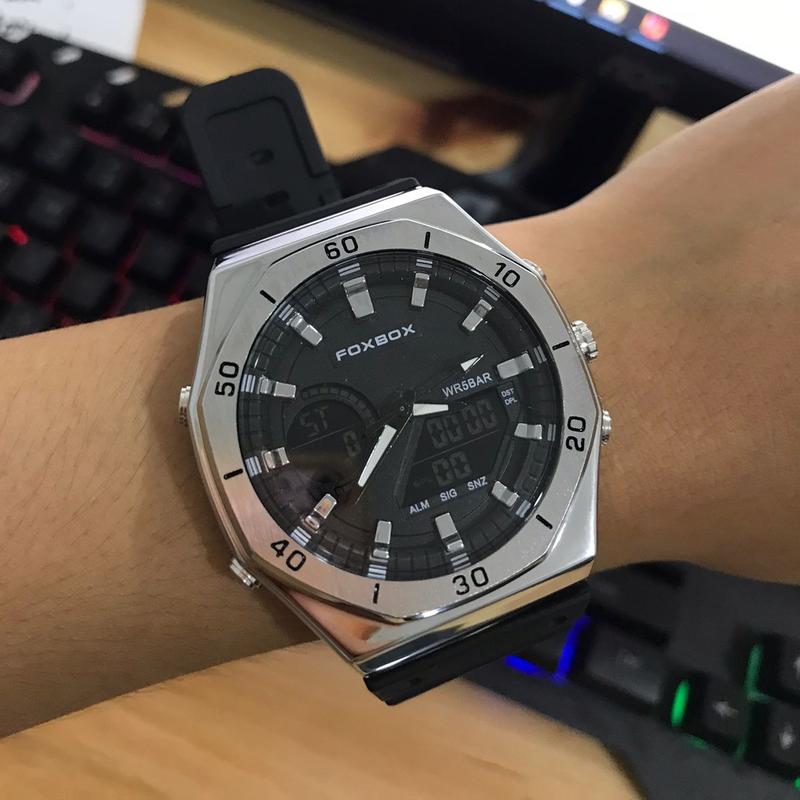 RODAN 8003 JAM TANGAN OLAHRAGA WATER RESISTANT 3 ATM FREE BOX Besi Rubber Kaca Pria Stainless Stopwatch 7
