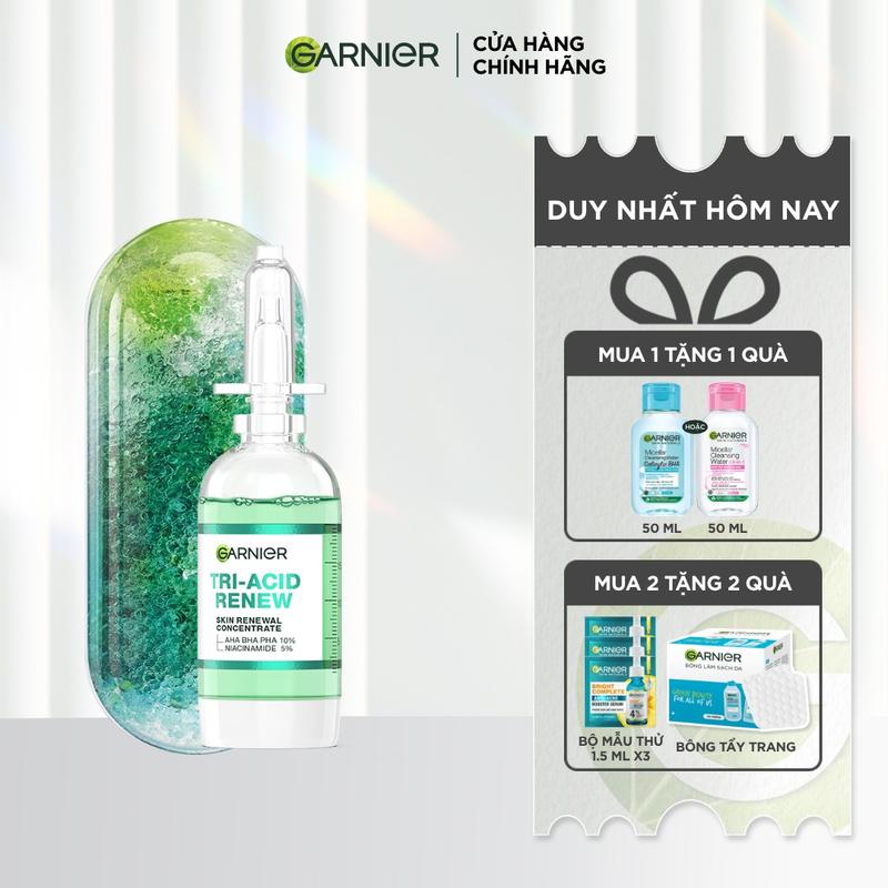  Serum thế hệ mới 15%  PHA,AHA BHA ,NIACINAMIDE  giúp da trông sáng hơn láng hơn khỏe hơn -  Garnier Tri-Acid Serum 20ml 