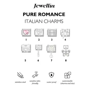 Jewellia - Italian Charms Bracelet Pure Romance Enamel SIlver Collection | Titanium Steel Stainless Steel Anti karat | Y2K Bracelet | Gelang Custom | Couple Gift