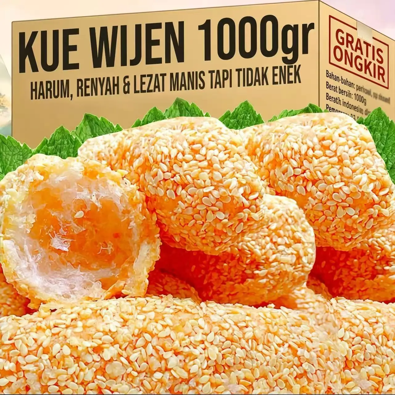 COD Kue Manco Wijen buatan tangan, camilan sehat, tanpa bahan tambahan apa pun, cita rasa lokal asli, renyah dan lezat, cocok untuk orang tua dan anak-anak 500g