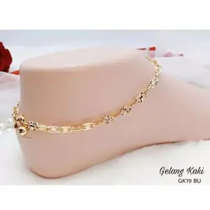 GELANG KAKI TITANIUM MOTIF PECAH KOPI ANTI LUNTUR DAN KARAT COD Gold Kulit Perhiasan