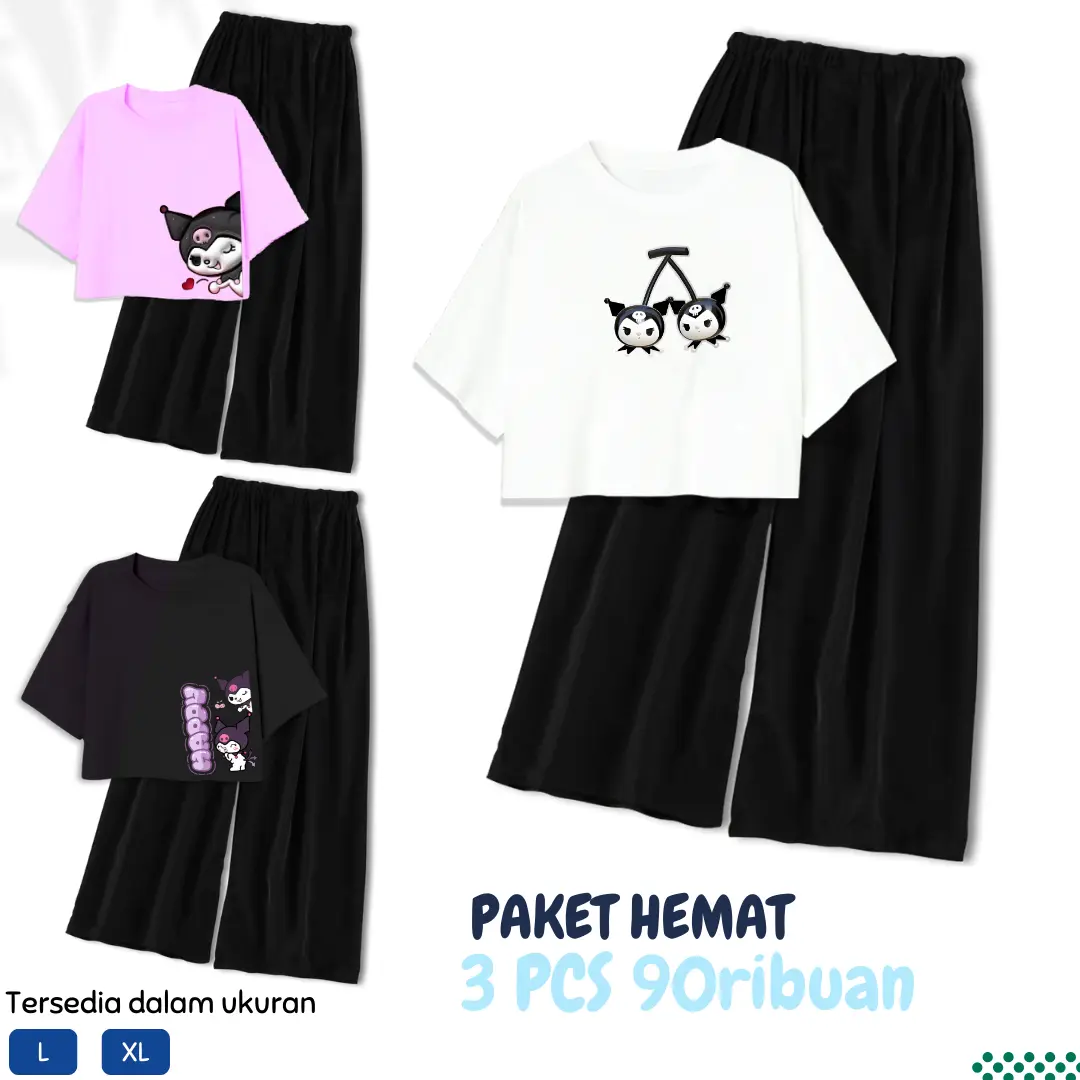 1 SET OUTFIT ANAK KECE 3 Pcs Usia 9-14 Tahun size L dan XL Set Celana Setelan