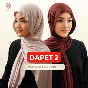 Sattka PROMO BUNDLING - 2 Pcs Pashmina Basic Airflow Sattka Bahan Katun Import Adem Ringan Flowy Cocok untuk Daily Kantor Acara Formal dan Ngedate Jilbab Muslim