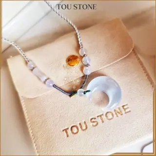 TOU STONE Kalung Wanita Liontin Necklace Moonstone Hadiah Ulang Tahun Cahaya Bulan Sabit Cantik 8