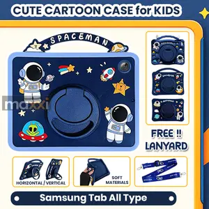 ( ASTRONOT SERIES ) Kids Case for Samsung Galaxy Tab A11 8.7 A9 A9+ 11 A8 10.5 A7 10.4 A 10.1 8 8.0 S10 Lite 10.9 S9 S8 S7 11 FE 12.4 S6 10.4 Inch Wifi LTE 5g Softcase Silikon Soft Casing Cover Sarung Kesing Anak Kid Tali Selempang OPT