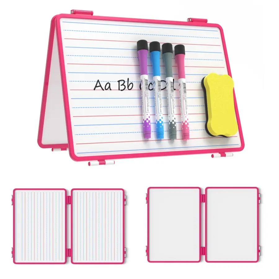 Monthly Calendar Dry Erase Whiteboard, 17" x 11.5" Magnetic Calendar White Board, Double-Sided Portable Board with Black Aluminium Frame for Office, Kitchen, School, Home