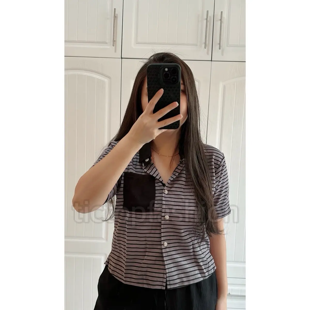 ATASAN WINNIE KEMEJA KNIT SALUR BUSUI - BLUS KNIT - tictopfashion