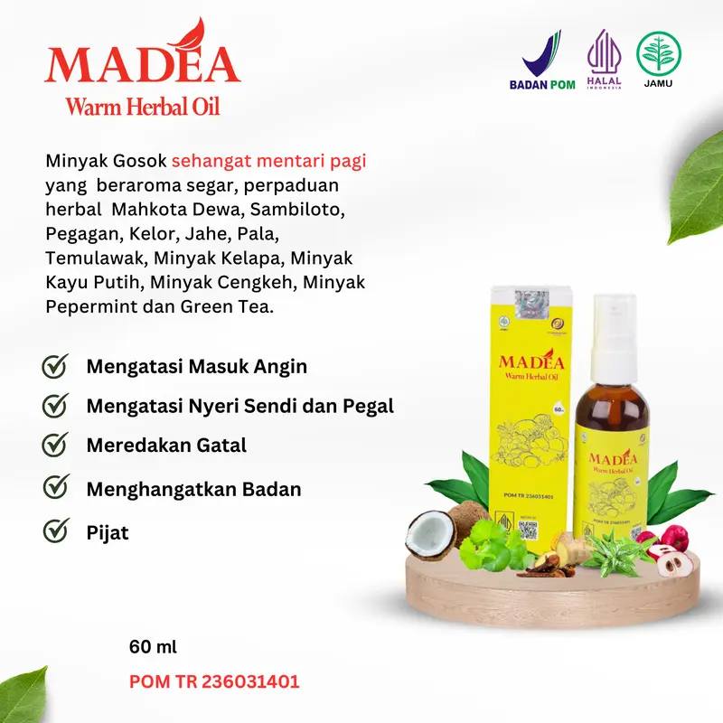 MADEA Minyak Balur Hangat: Membantu Meredakan Masuk Angin, Gatal, dan Efek Gigitan Serangga 0