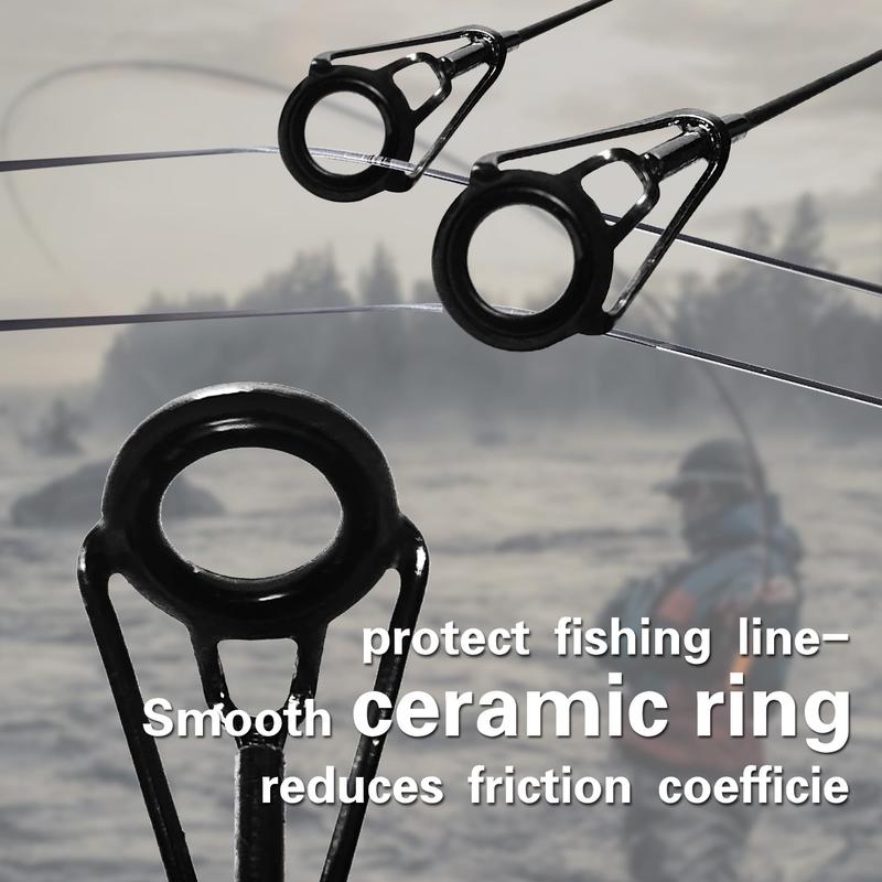 Product Introduction of [Born Youth]8Pcs/80Pcs Fishing Rod Tips Guides High Point Repair Stainless Steel Ceramic Ring Rod Tip High Spare Parts Fishing Accessories Repair Eye Line Ring Stainless Steel Frame 15
