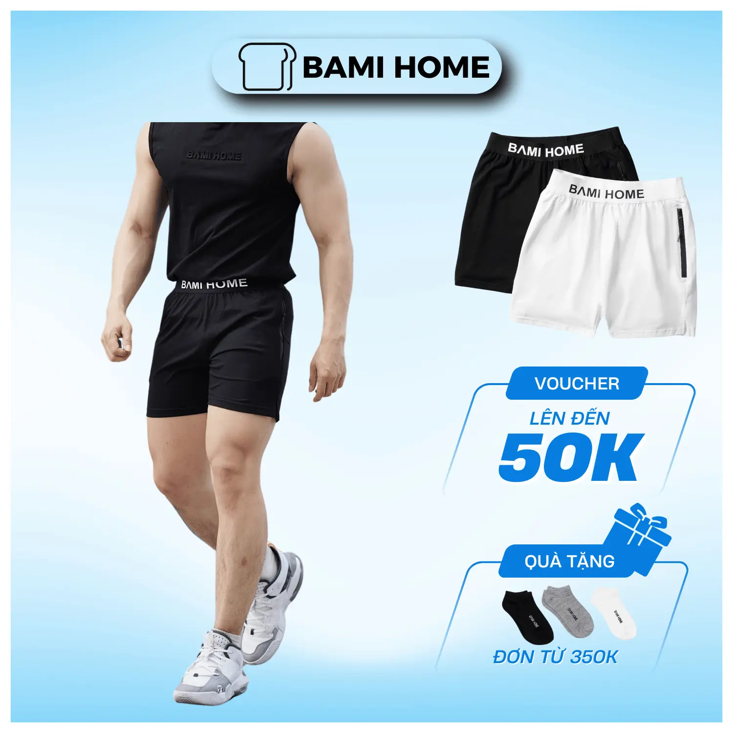 Quần short thể thao nam, quần đùi tập gym BAMIHOME chất liệu cotton co giãn, thoáng mát thấm hút mồ hôi tốt QG03 Sport Tập Thể Dục