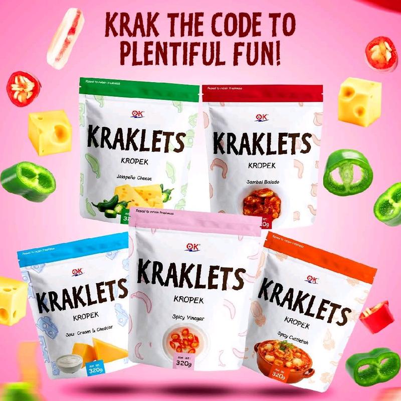KRAKLES KROPEK 320g Snacks - Variety of Flavors Including Spicy ...