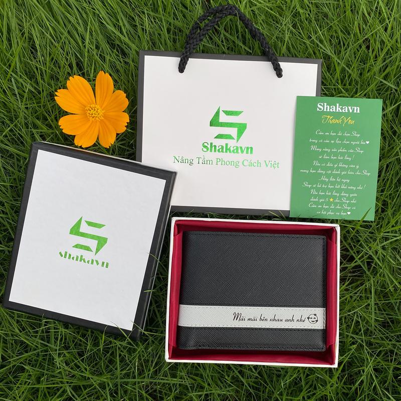  Ví khắc tên ví nam khắc tên theo yêu cầu bóp nam in tên Shakavn tặng kèm túi hộp thiệp tặng in ảnh dùng làm quà tặng người thương 