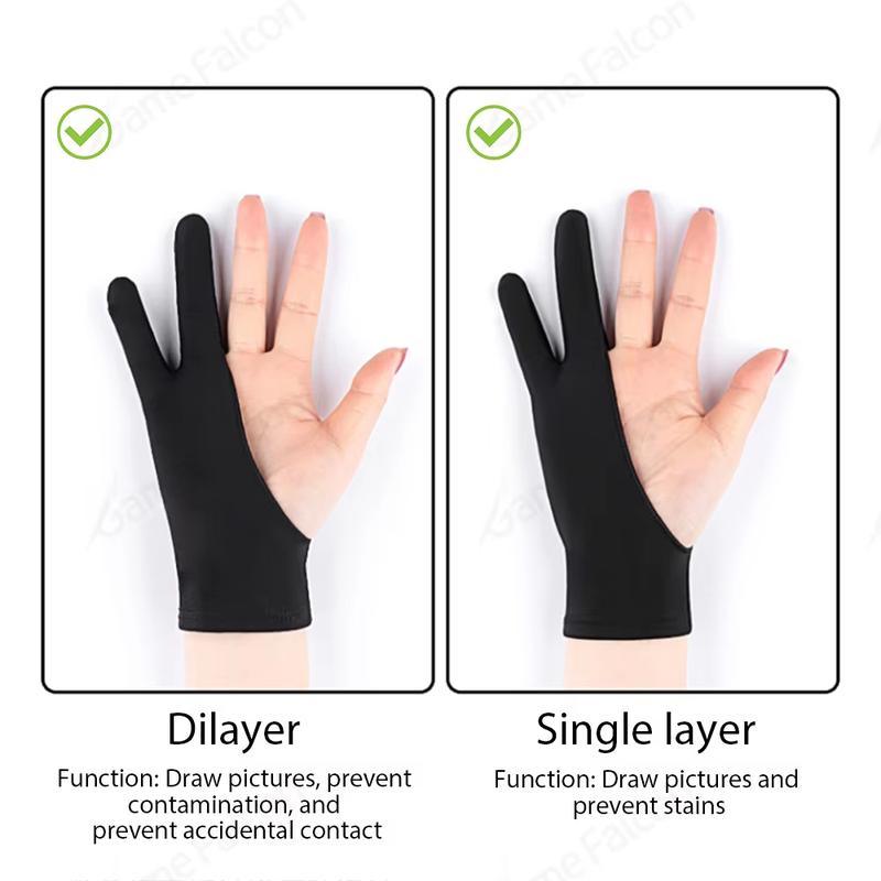 Găng tay chống bám bẩn, hai ngón tay, dành cho máy tính bảng và điện thoại, găng tay viết và vẽ, dành cho iPad Pro, Air và Mini, găng tay chống tiếp xúc ngẫu nhiên, màu đen 2