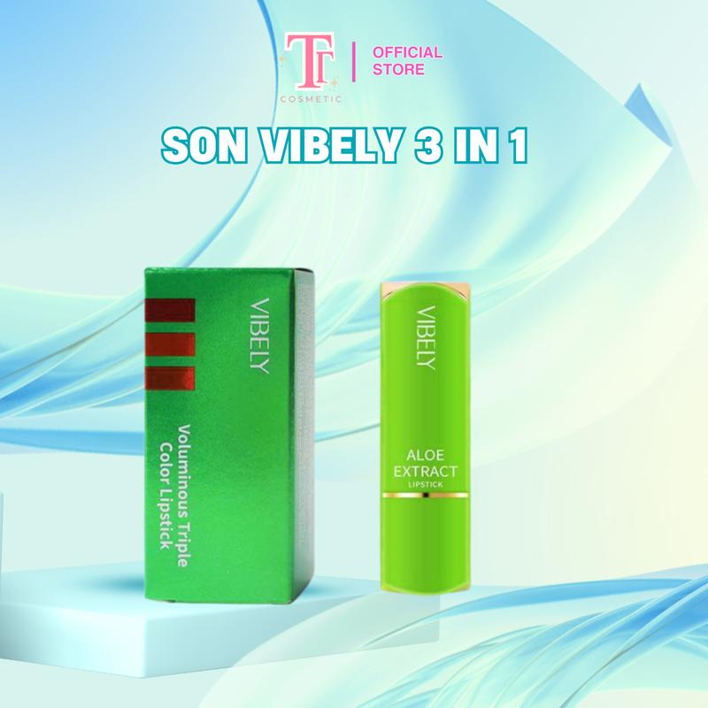 Son Dưỡng Môi Nha Đam VIBELY 3 IN 1 Dưỡng Ẩm, Khử Thâm, Bền Màu 3 màu