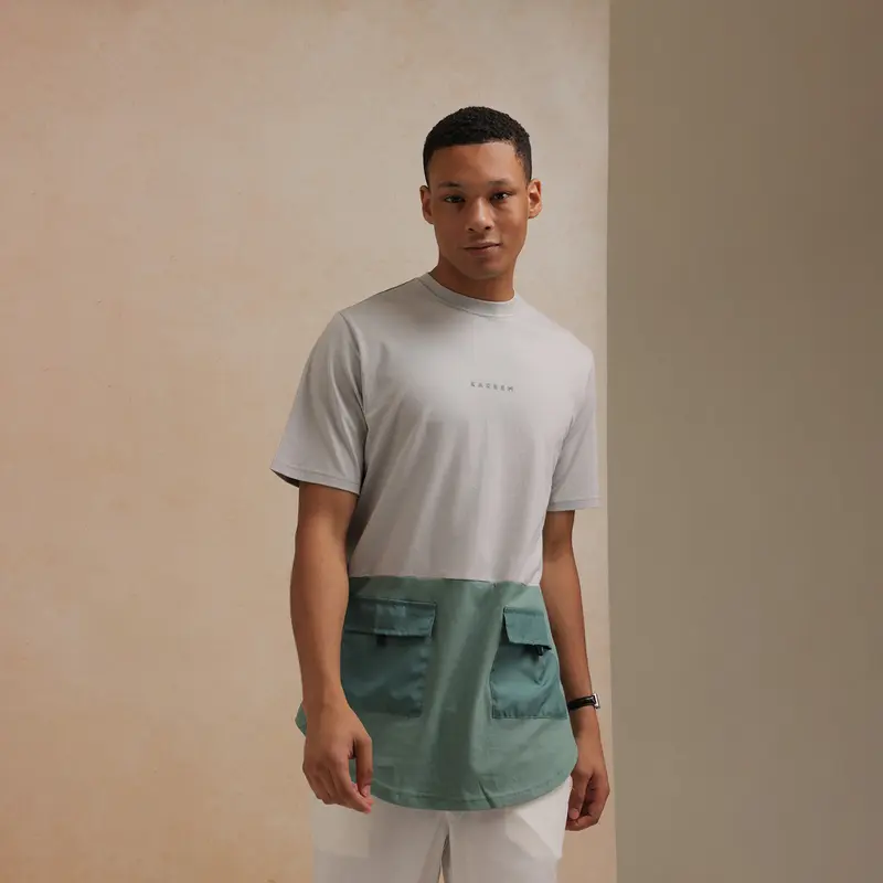 KAREEM SSK DOP KAOS KURTA LENGAN PENDEK Cream Grey 4