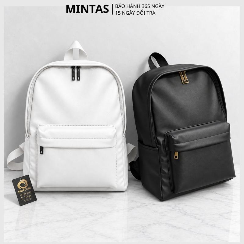 Balo MINTAS Daily Classic Nam Nữ Chất Liệu Da PU Trượt Nước. MT291