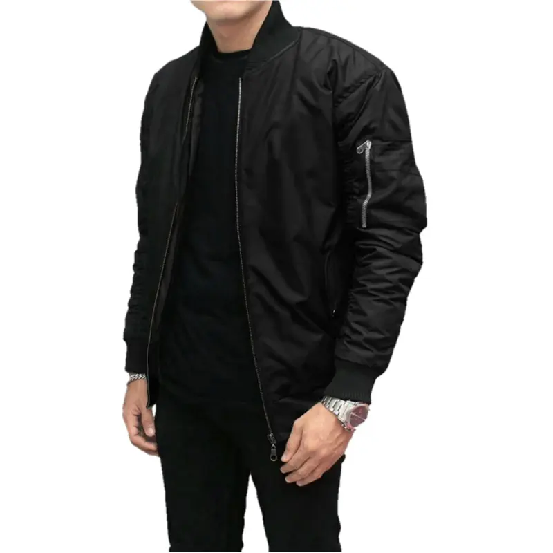 Red Flags Jaket Pria Bomber Polos Keren Parasut Ritsleting Windbreaker Cowok Lengan Panjang Original Lokal Distro Bandung Jumbo Size M L XL Hitam 2