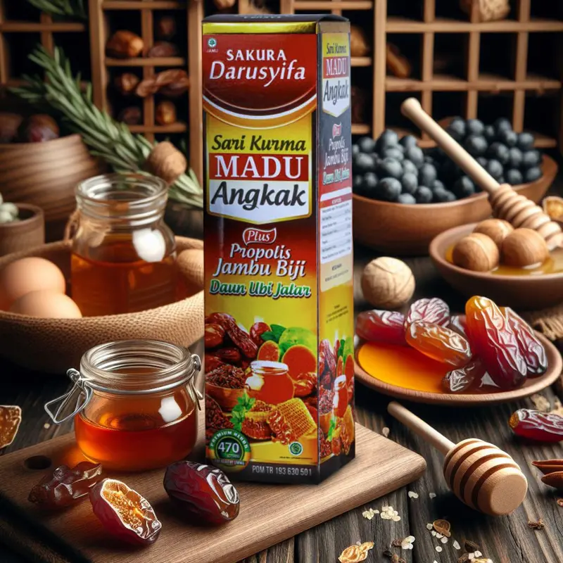 Darusyifa - Sari Kurma Madu Angkak Plus Propolis Jambu Biji  470gr Obat Tipes Bdb Dan Membantu Menaikan Trombosit Asli Original 6
