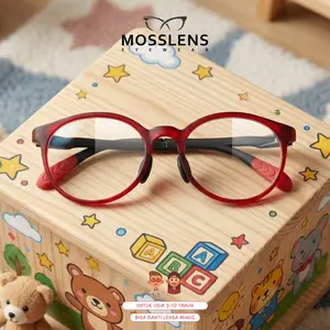Mosslens Kacamata Anak Anti Blue Light Sinar Biru Gadget Bentuk Bulat Bahan Nyaman TR90 Lentur 2103