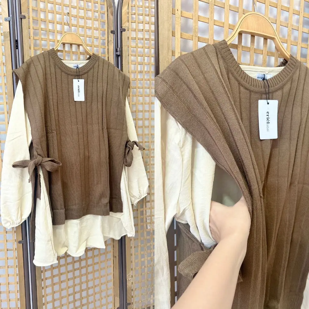 MARY - Nursingwear Vest Rajut Blouse Tunik Knit Menyusui Atasan Baju Bukaan Kanan Kiri Belahan Busui Bumil Busuifriendly Motif Shabby Bunga