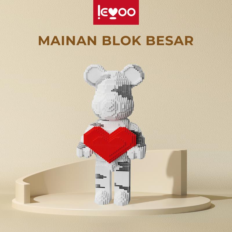 LOVE Mainan blok penyusun partikel plastik berbentuk beruang lucu ekstra besar Permainan Hadiah Gift Set Girls Boys bricks jumbo bricks jumbo Kado Toys nano blocks 4