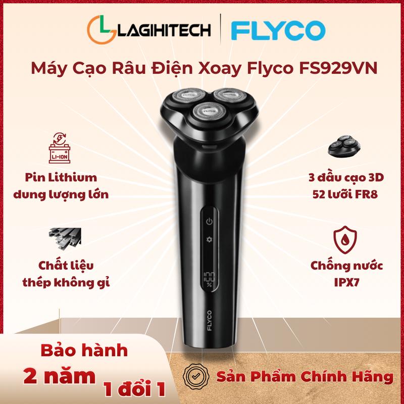 Máy Cạo Râu Điện Xoay Flyco FS929VN | 3 Đầu Cạo | 54 Lưỡi FR8 | Pin sạc nhanh | Chống Nước IPX7 | BH 2 năm
