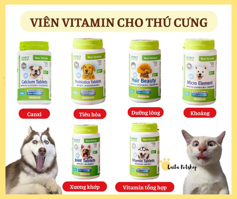Viên Spirit bổ sung dinh dưỡng vitamin canxi khoáng chất cho chó mèo thú cưng