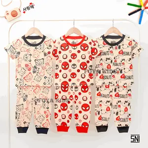 FOYA Kids - SETELAN PAJAMAS PREMIUM ANAK LAKI - LAKI / SETELAN BAJU TIDUR ANAK USIA BABY - 6 TAHUN / SETELAN MOTIF FULL GAMBAR SPIDERMAN / ANIMAL / SUPERHERO