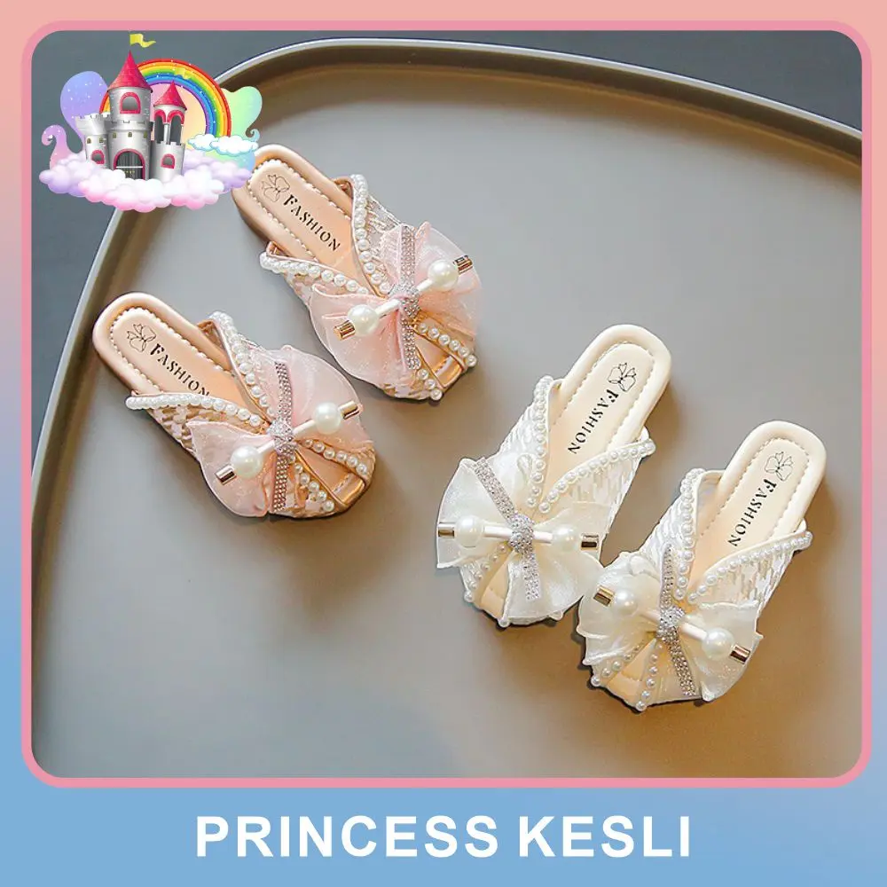 [PRINCESS KESLI] Size 26-32 Sandal Pesta Mutiara Brukat Bordir Anak Perempuan Fashion Style