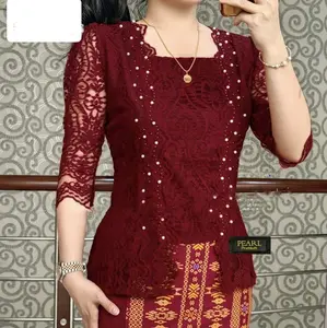 Blus brokat semiprancis viral terbaru model kartini kutubaru modis dan cantik lengkap ukuran jumbo Atasan Mewah Renda Payet Wanita