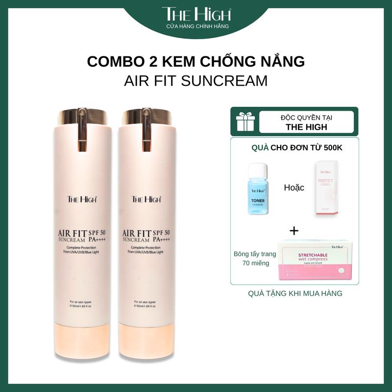 COMBO 2 Kem Chống Nắng Nâng Tone Dưỡng Trắng Hàn Quốc AIRFIT SUN CREAM The High 50ml SPF50+ PA++++ Dạng Sữa Sunscreen Dưỡng Body
