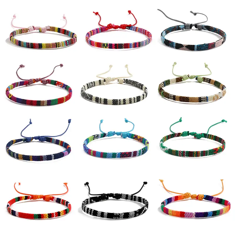 Ethnic Braided Bracelet Men Women Handmade Woven Rope Bracelet Bangle Retro Adjustable Charm Bracelet Couple Jewelry Gift