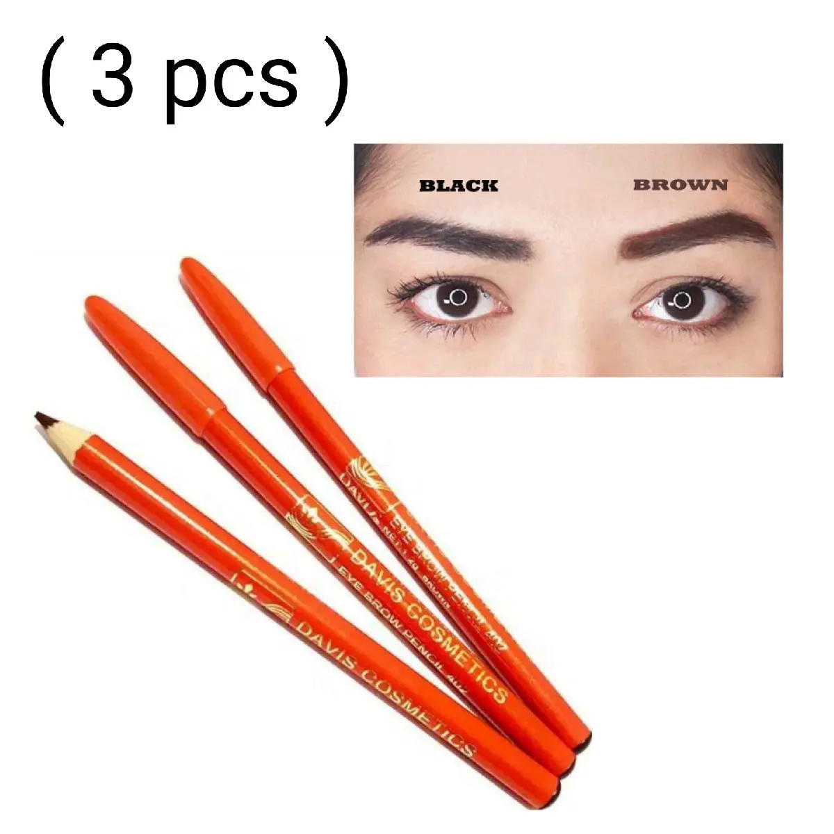 3 Pcs Pensil Alis Davis coklat hitam eyebrow waterproof Davis pencil alis Pencil