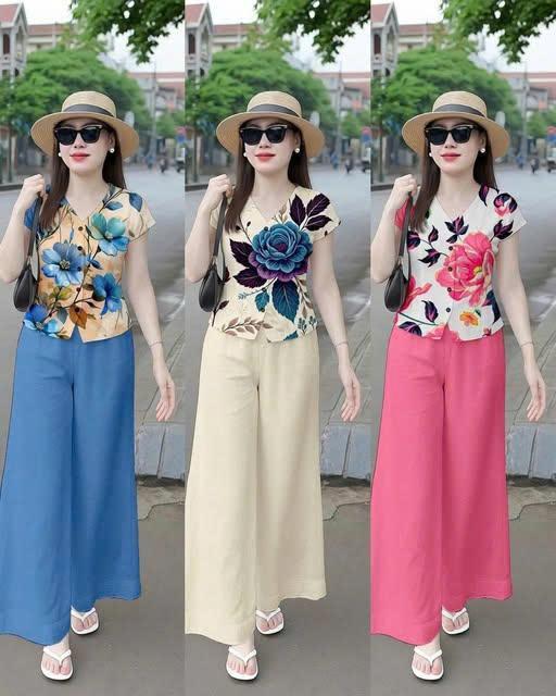 Set Bộ Nữ Mặc Nhà Bộ Sát Nách Quần Ống Suông Bộ Lụa Mango Lưng Thun set đồ đẹp Top Women set nữ Mã NG05 bộ đồ dễ thương