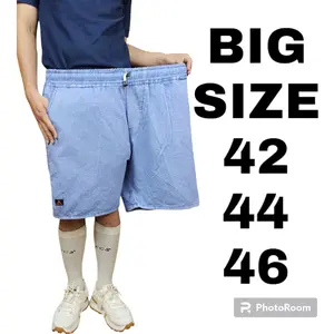 JUMBO CELANA PENDEK JEANS PRIA DEWASA SANTAI PINGGANG KARET ELASTIS KOLOR DENIM NYAMAN KEREN Keren Denim Karet Nyaman