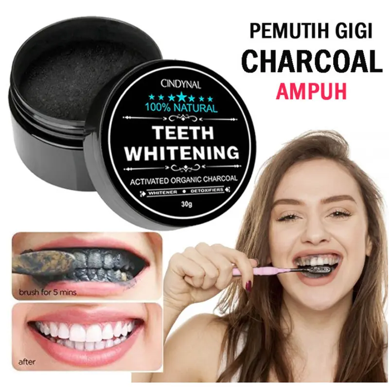 COD / Pemutih Gigi Teeth Whitening Actived Charcoal Powder 100% Natural Aktivated Organic Charcoal 60g Atasi Gigi Kuning Karang Bau Mulut 2