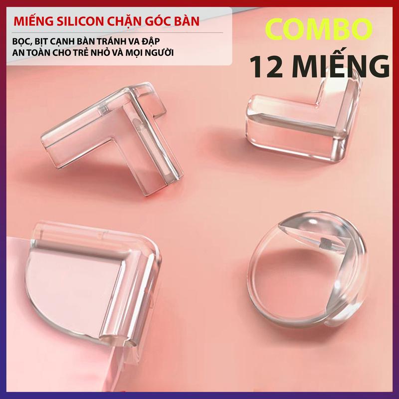 Combo 12 Miếng Silicon Chạn Góc Bàn, Miếng Bọc Cạnh Bàn Tránh Và Đập An Toàn Cho Trẻ Nhỏ Và Mọi Người Trong Gia Đình