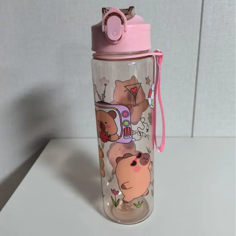 [COD] Botol Minum Capybara Anak 900 ML Free Tali dan Sedotan BPA FREE 5