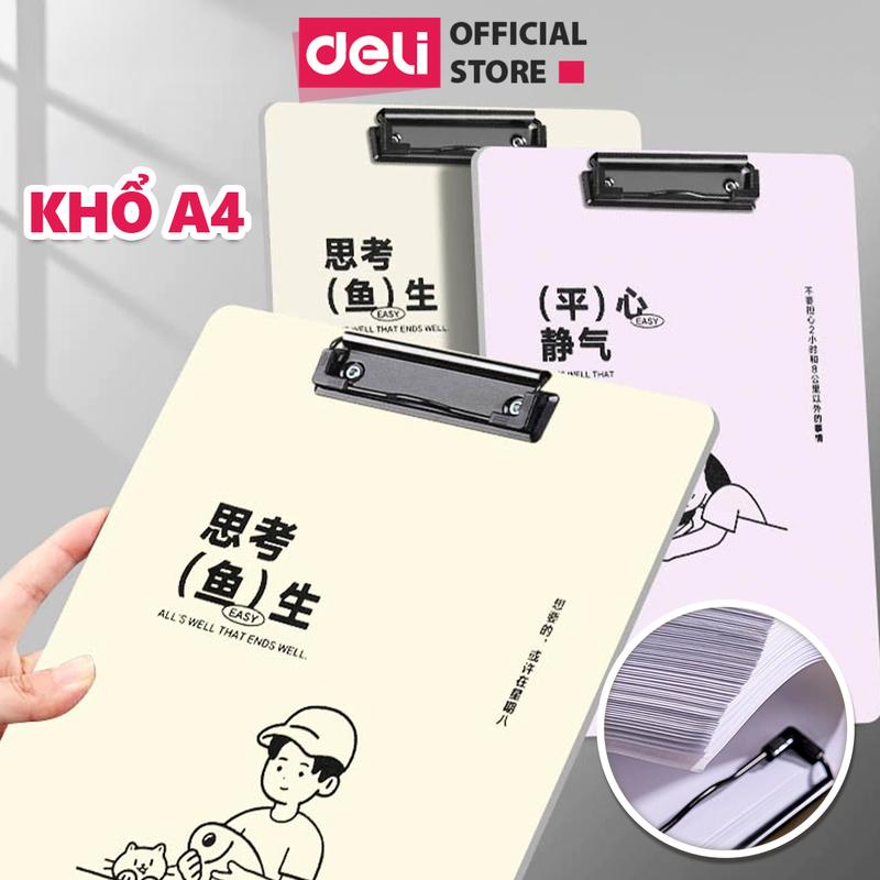 Bìa trình ký kẹp tài liệu Deli - kẹp giấy khổ A4 chắc chắn bìa đơn một mặt màu sắc pastel tiện lợi học sinh văn phòng