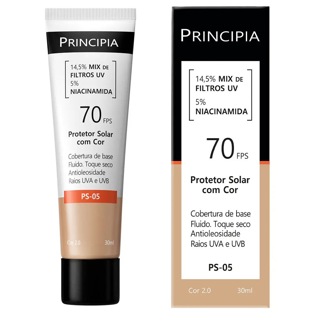 Imagem 5 de Protetor Solar Facial Principia Toque Seco Com Cor FPS 70 PS-05 | 30 ml
