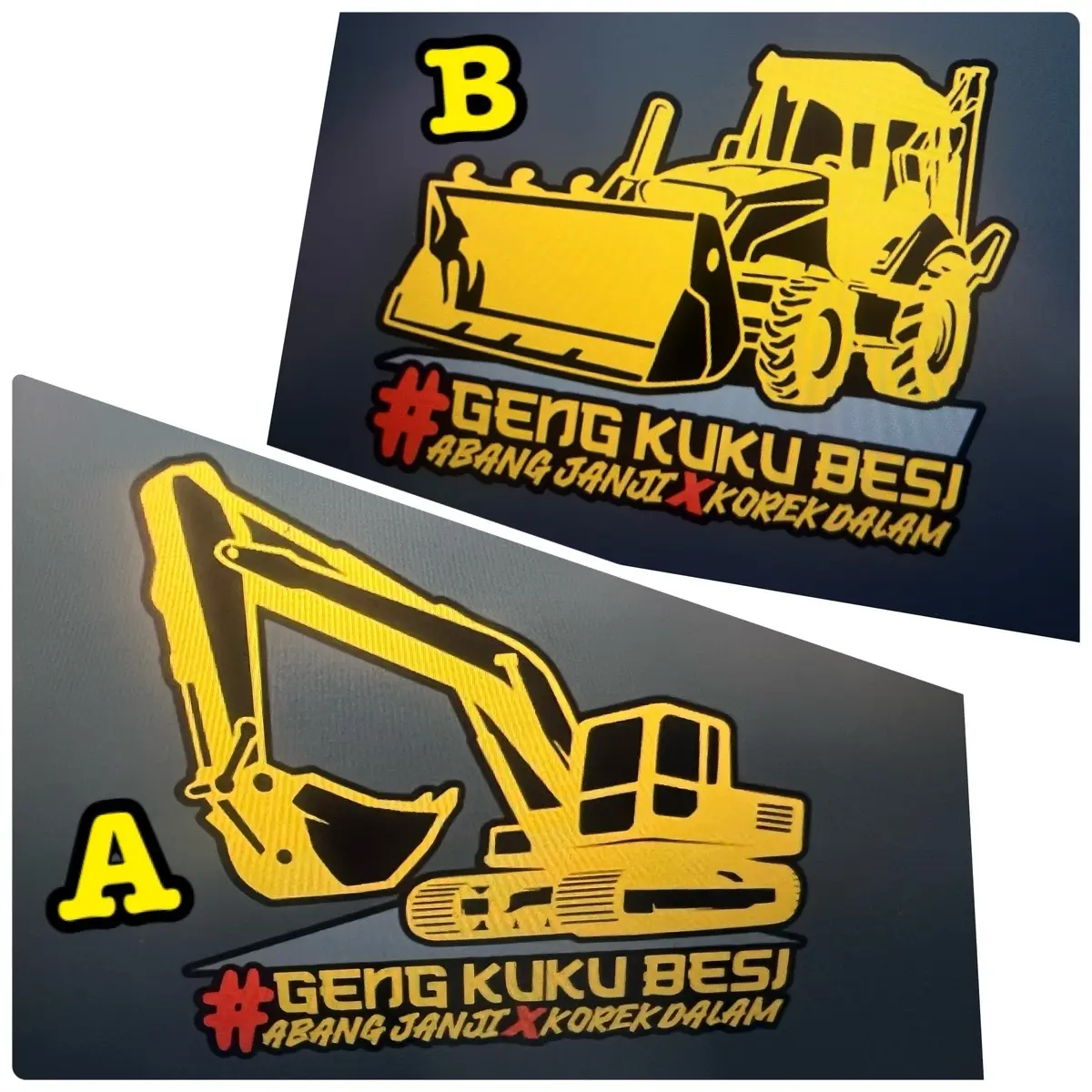 Sticker GENG KUKU BESI saiz 10.5 inci = sticker cutting sticker excavator Car