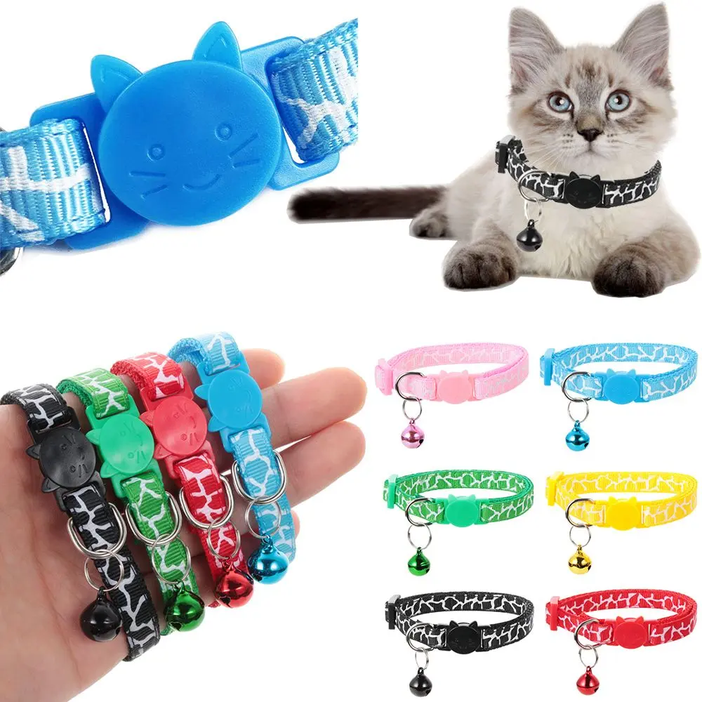 teewow Buckle Cute Cat Head Pet Supplies Cat Collars Kitten Necklace Dog Collar Bell Pendant