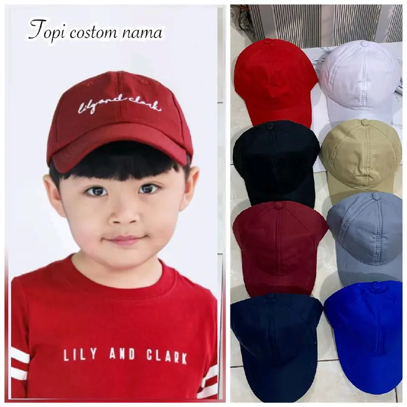 topi anak polos bisa request nama Fashion 5