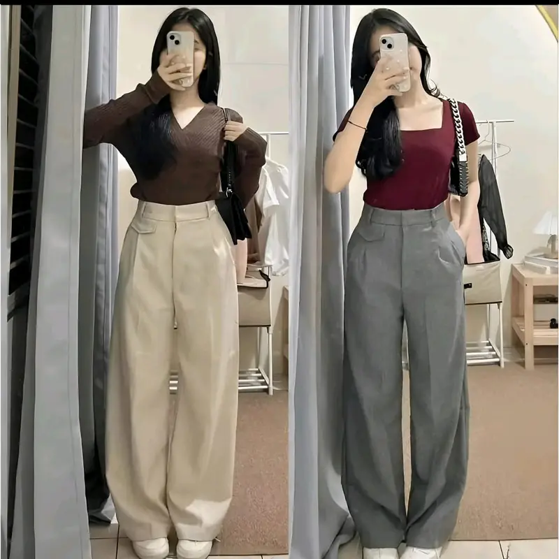 ORO PANT CELANA WANITA HIGHWAIST LOOSE PANT TROUSRE - CELANA WANITA ANTI KUSUT SEMI WOLL 6