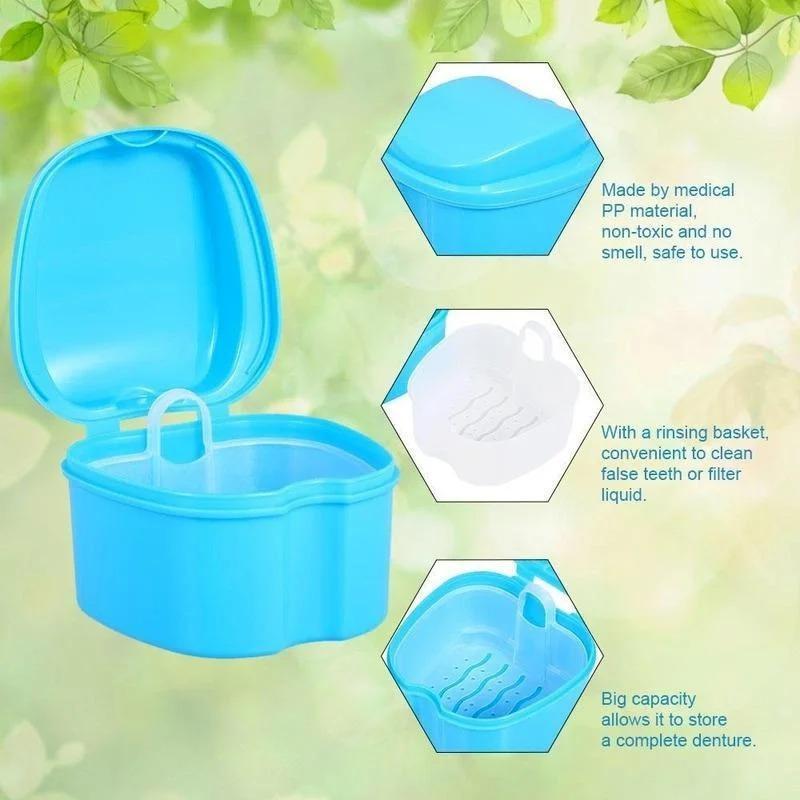 Portable Dentures Storage Box Bath Appliances Rinse Basket Holder ...